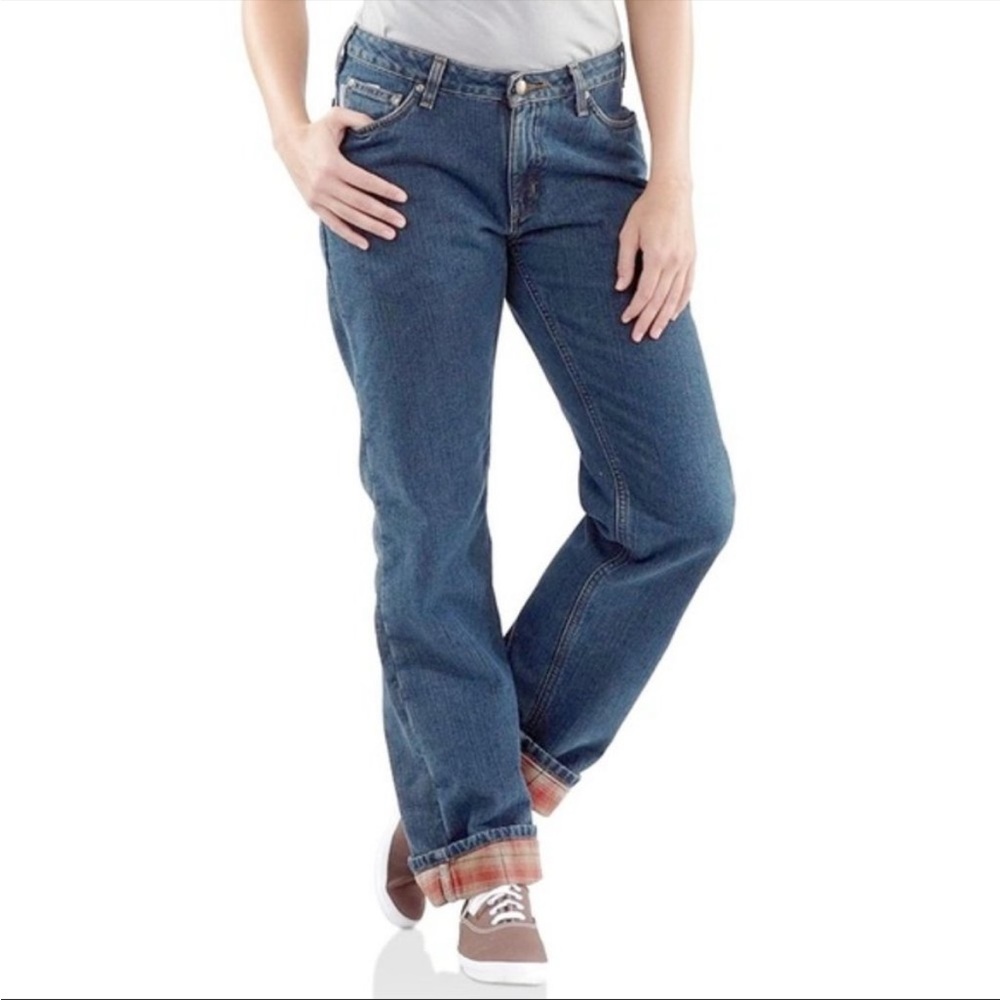 Carhartt Flannel Lined Relaxed Fit Jeans Size 2 x 34